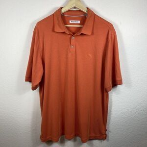 Tommy Bahama Men's 2XL Polo Shirt‎ Logo Orange Casual Summer Golf Beach Vacation
